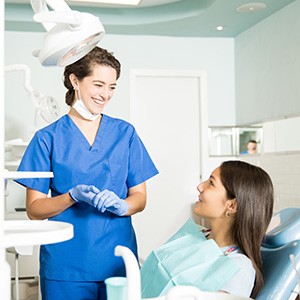 Dallas patient receiving routine dental checkup